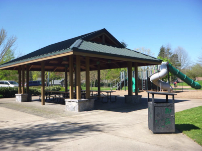 Playground is close to the picnic shelter – parking lot and restroom